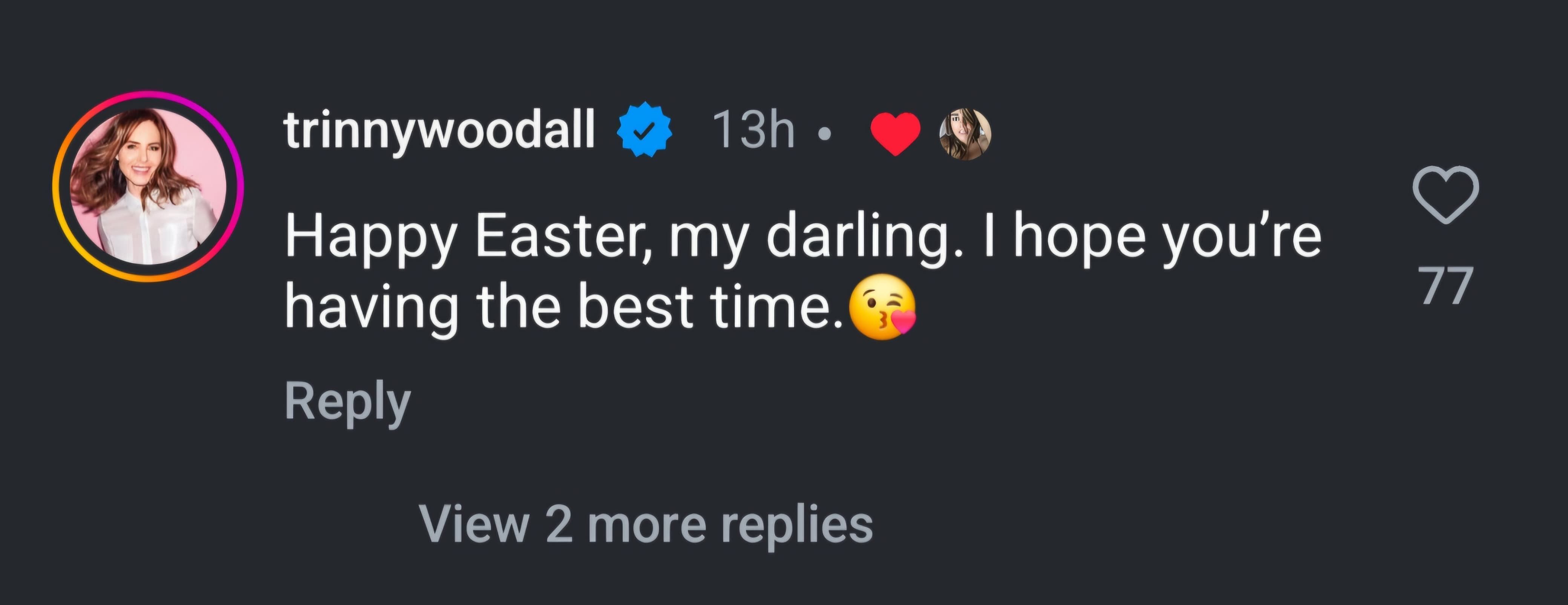 Trinny Woodall&rsquo;s comment on Elizabeth Hurley and Billy Ray Cyrus&rsquo; post