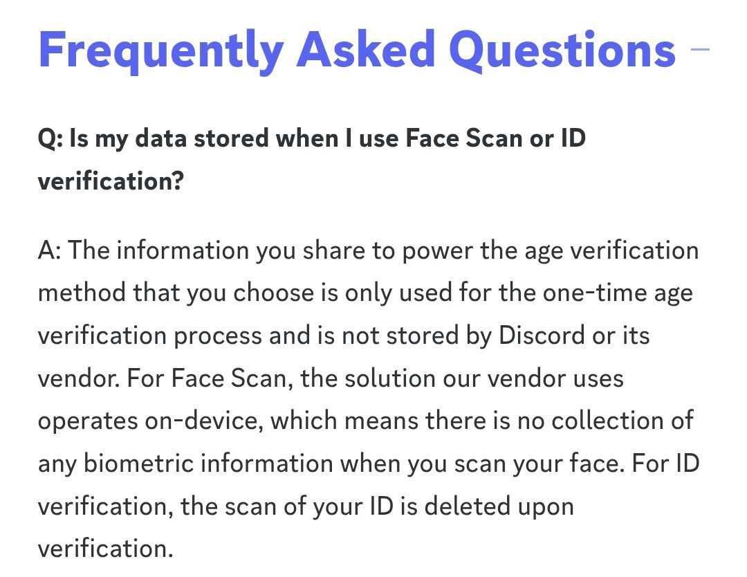 Under the frequently asked questions, Discord responds.