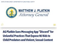 The lawsuit was filed against Discord in the State of New Jersey, USA.