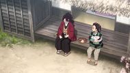 Sumiyoshi talking to Yoriichi as seen in anime (Image credit: Ufotable)