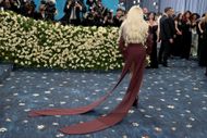 Sabrina Carpenter in a burgundy bodysuit at The 2025 Met Gala (Image via Getty)