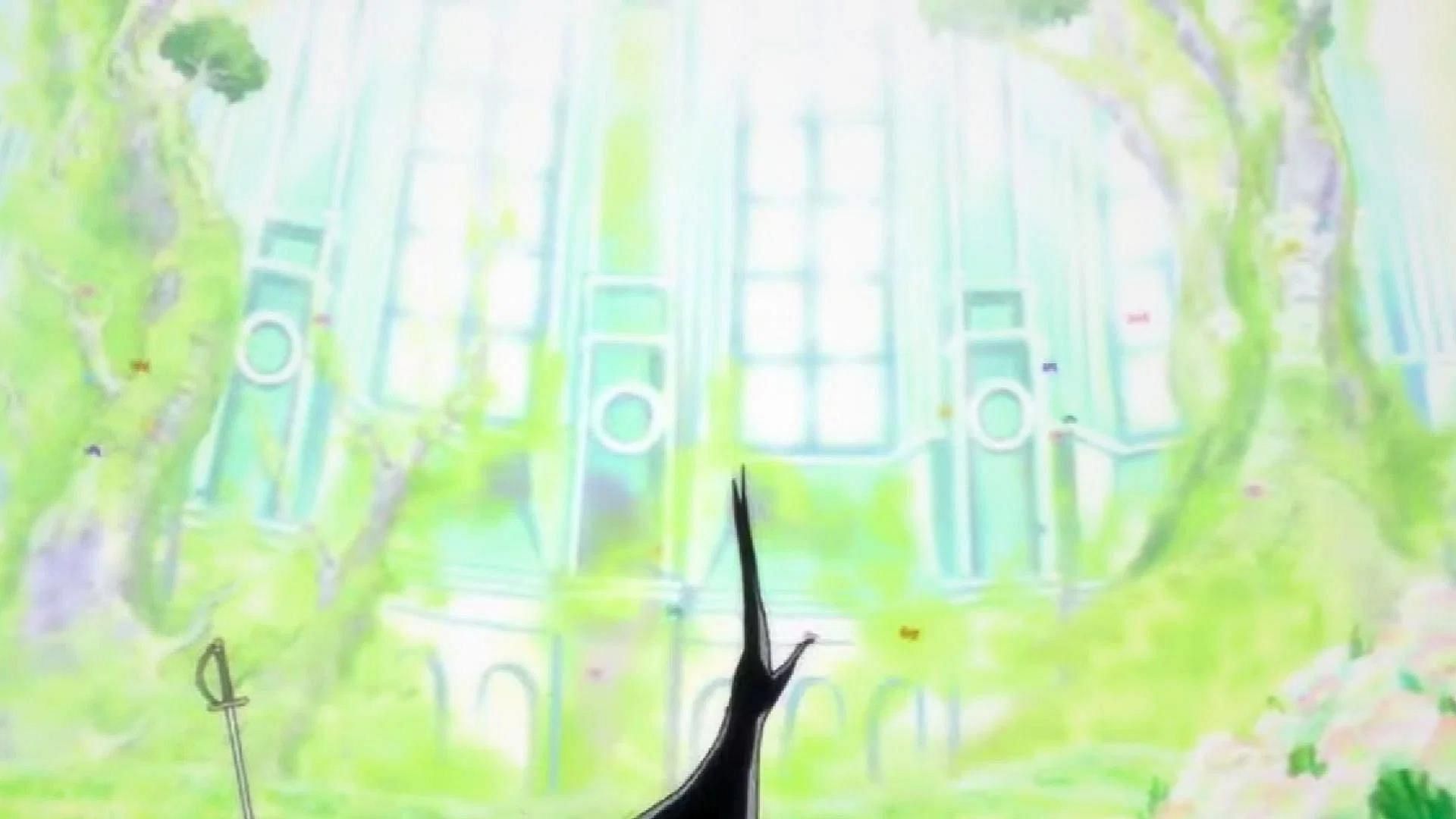 Imu and the Room of Flowers&#039; sword and lily patches as seen in the One Piece anime (Image credit: Toei Animation)