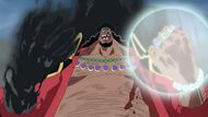 Blackbeard uses the power of Yami Yami no Mi and Gura Gura no Mi (Image via Toei Animations)