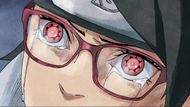 Sarada's unique eight komoe sun-shape Mangekyo Sharingan (Image Source: VIZ)
