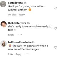 Fans react to Demi Lovato's post. (Image via Instagram/@ddlovato)