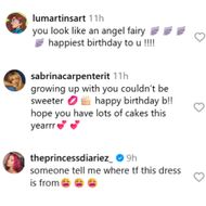 Fans react to Sabrina Carpenter's birthday post. (Image via Instagram/@sabrinacarpenter)