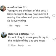 Fans react to Ed Sheeran's video. (Image via Instagram/@teddysphotos)
