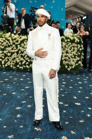 Met Gala Co-Chair Lewis Hamilton attends the 2025 Met Gala Celebrating "Superfine: Tailoring Black Style" - Source: Getty
