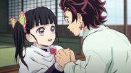 Tanjiro helps Kanao overcome her decision-making (Image Source: Studio Ufotable)