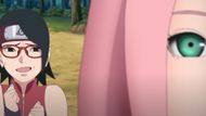 Sarada is afraid of Sakura's calm aggression (Image Source: Studio Pierrot)