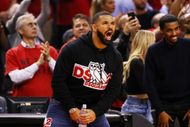Drake at a Milwaukee Bucks v Toronto Raptors game (Image via Getty)