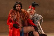 Audra MacDonald and Patti LuPone during a break in an LA Opera rehearsal of Mahagonny at the Dorothy - Source: Getty