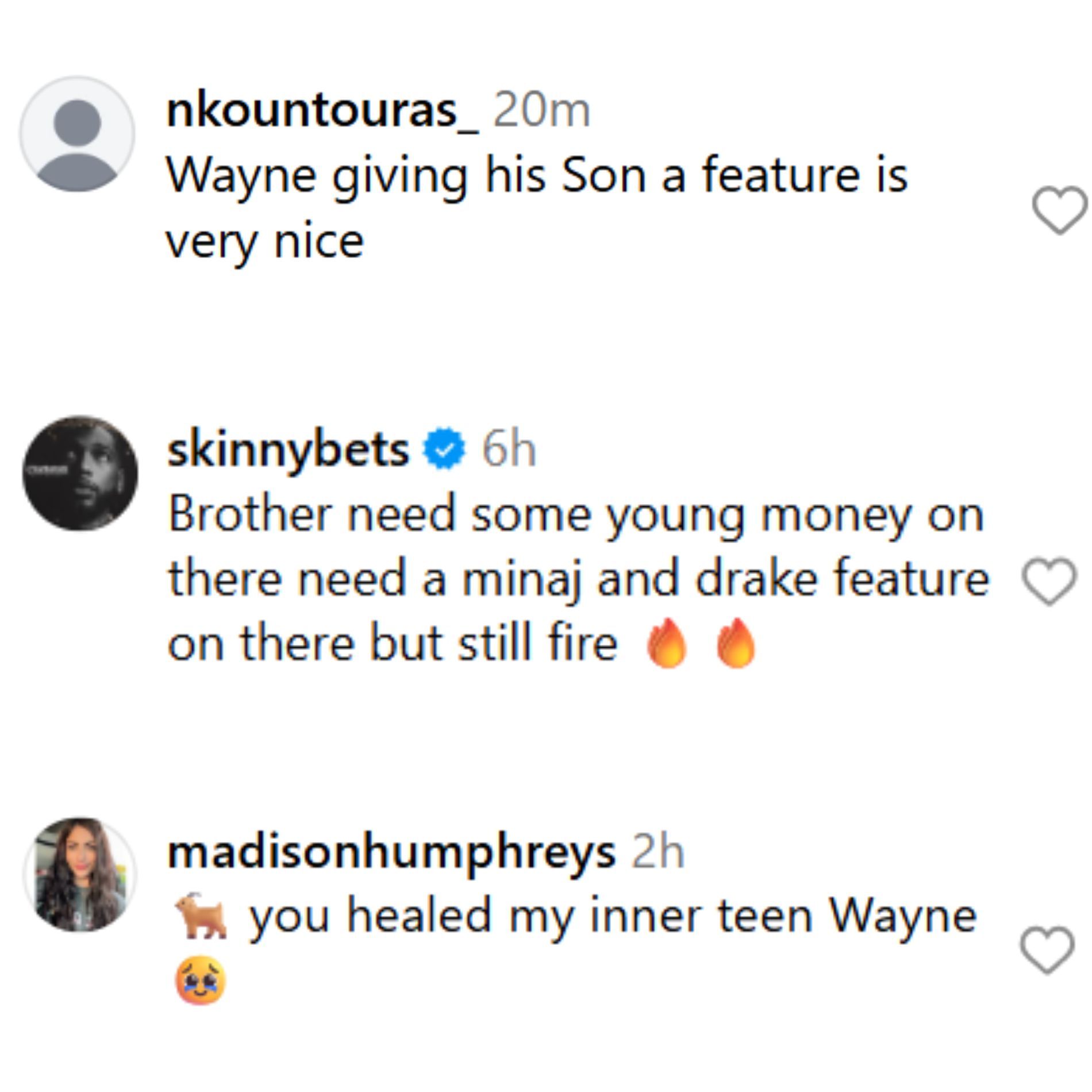 Fans react to the Tha Carter VI tracklist. (Image via Instagram/@liltunechi)