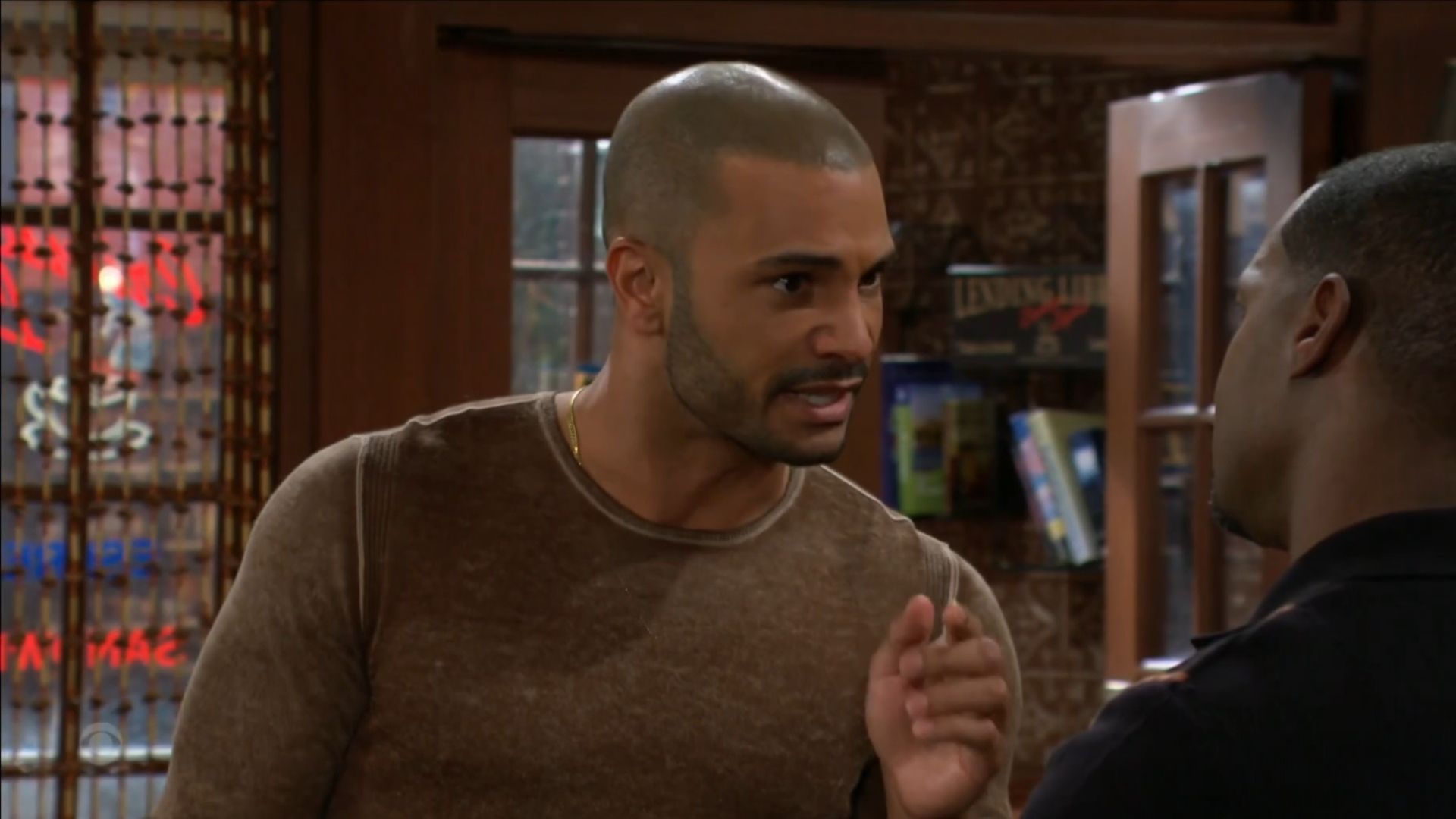 Holden (Nathan Owens) let Damian (Jermaine Rivers) know how he felt on The Young and the Restless | Image: CBS