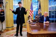 Elon Musk and President Trump in the Oval Office (Image via Getty)