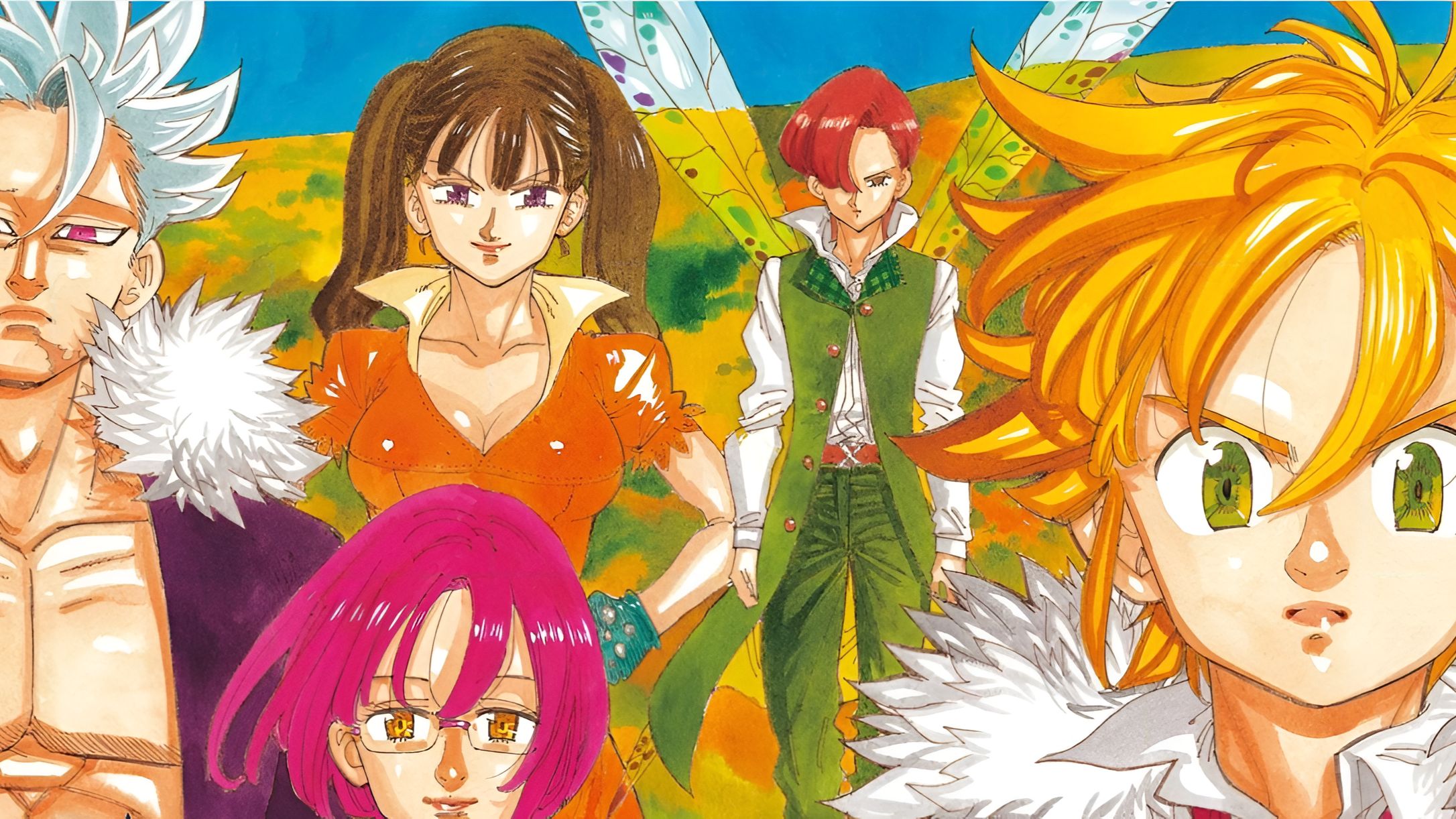 Meliodas and his friends as seen in anime 