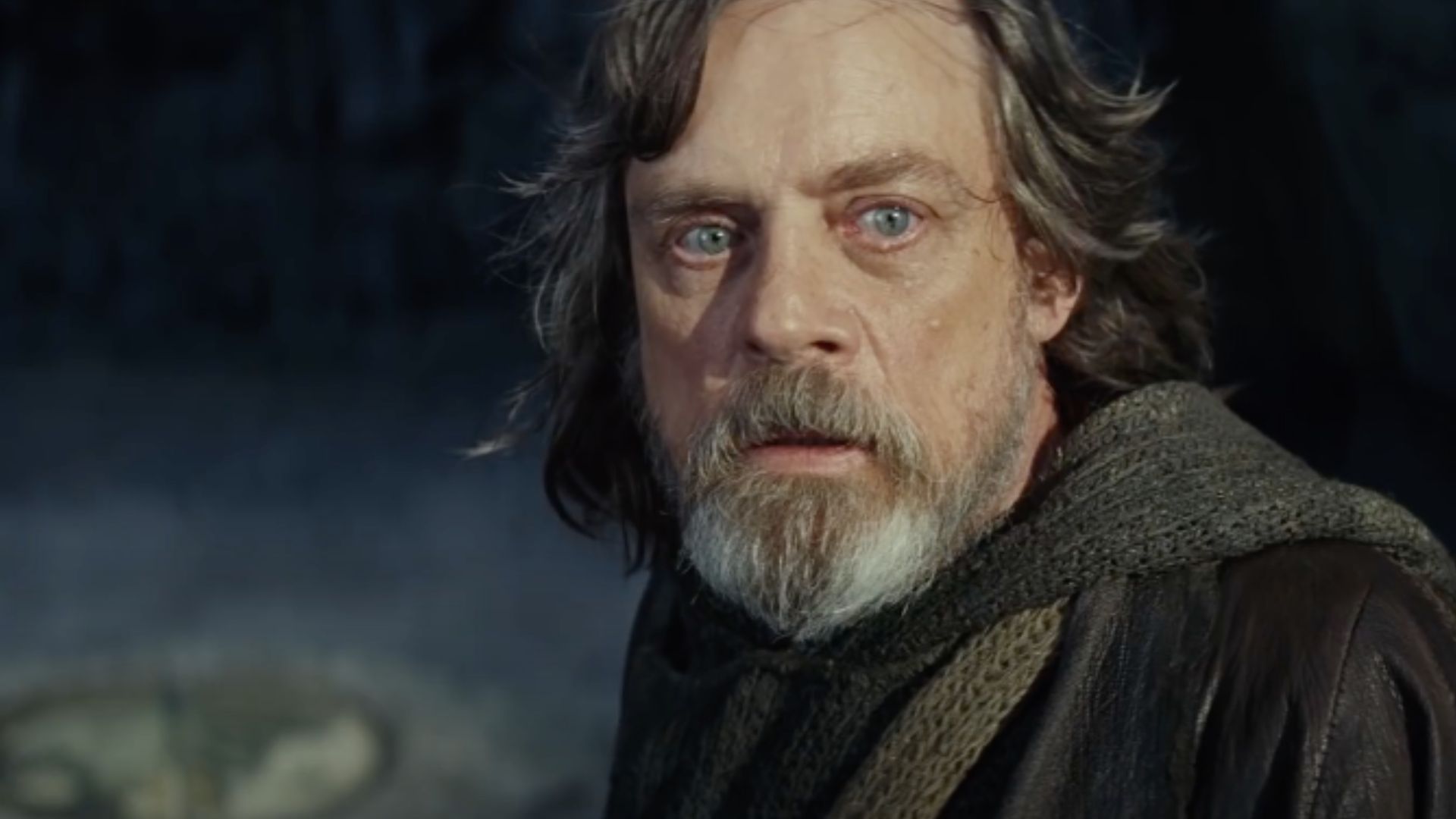 This is a still of Mark Hamill as Luke Skywalker in 