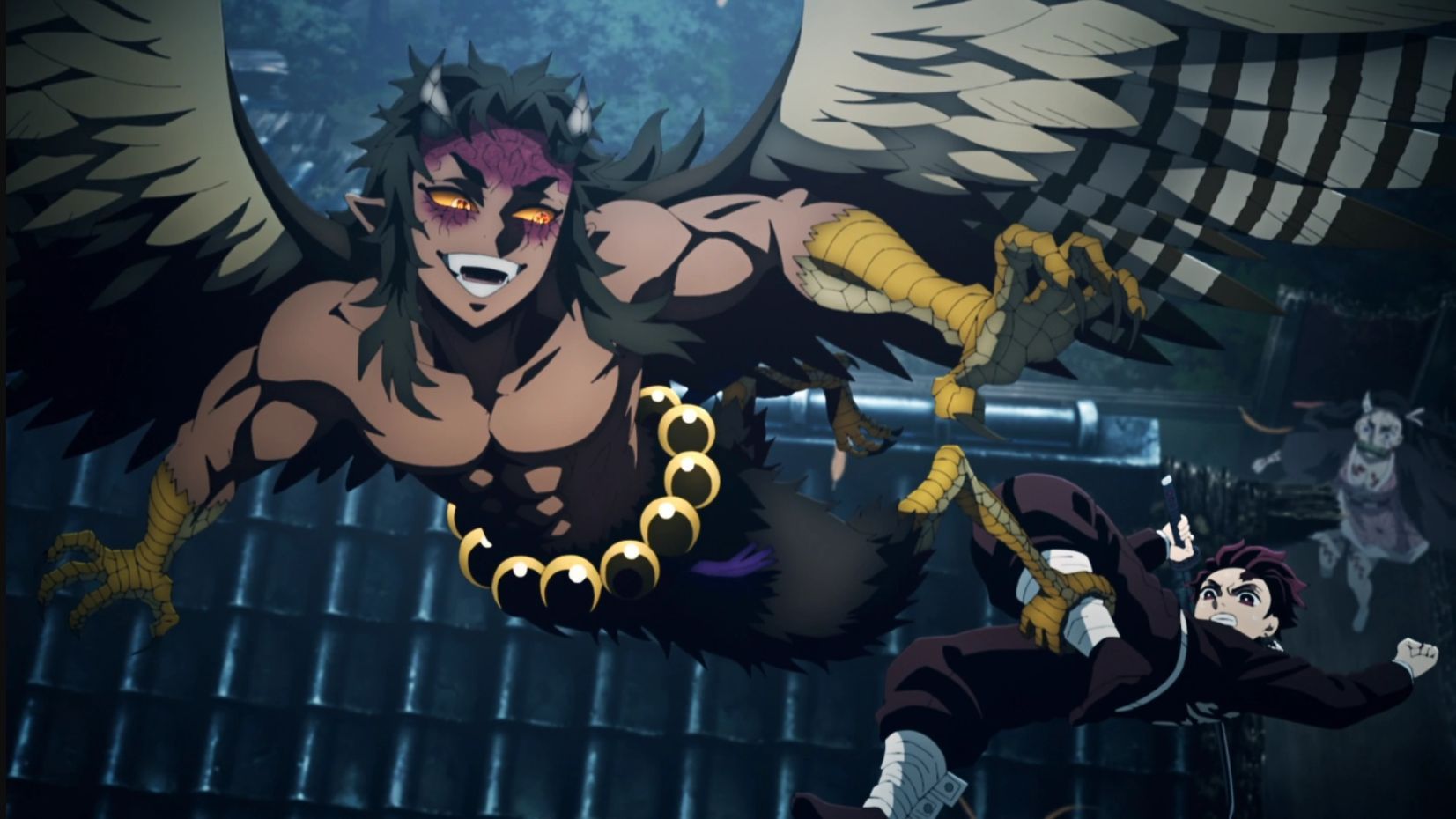 Urogi flying away with Tanjiro as seen in anime (Image credit: Ufotable)