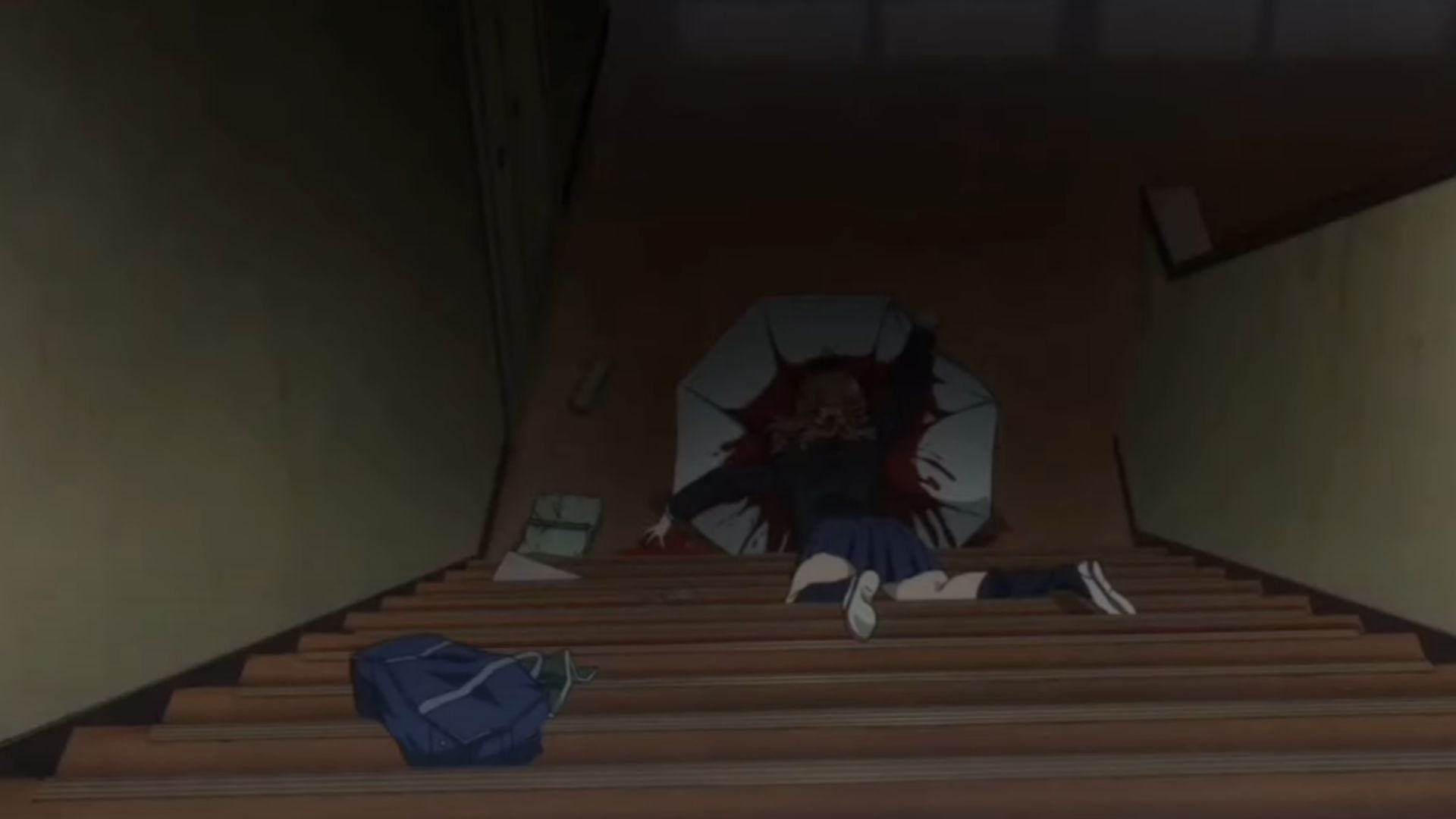 Umbrella death scene from the series (Image Source: Studio P.A. Works)