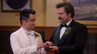 Ron Swanson was the best man at Norman "Typhoon" Montalban's wedding in the Season 7 finale (Image via YouTube/Parks and Recreation & NBC)