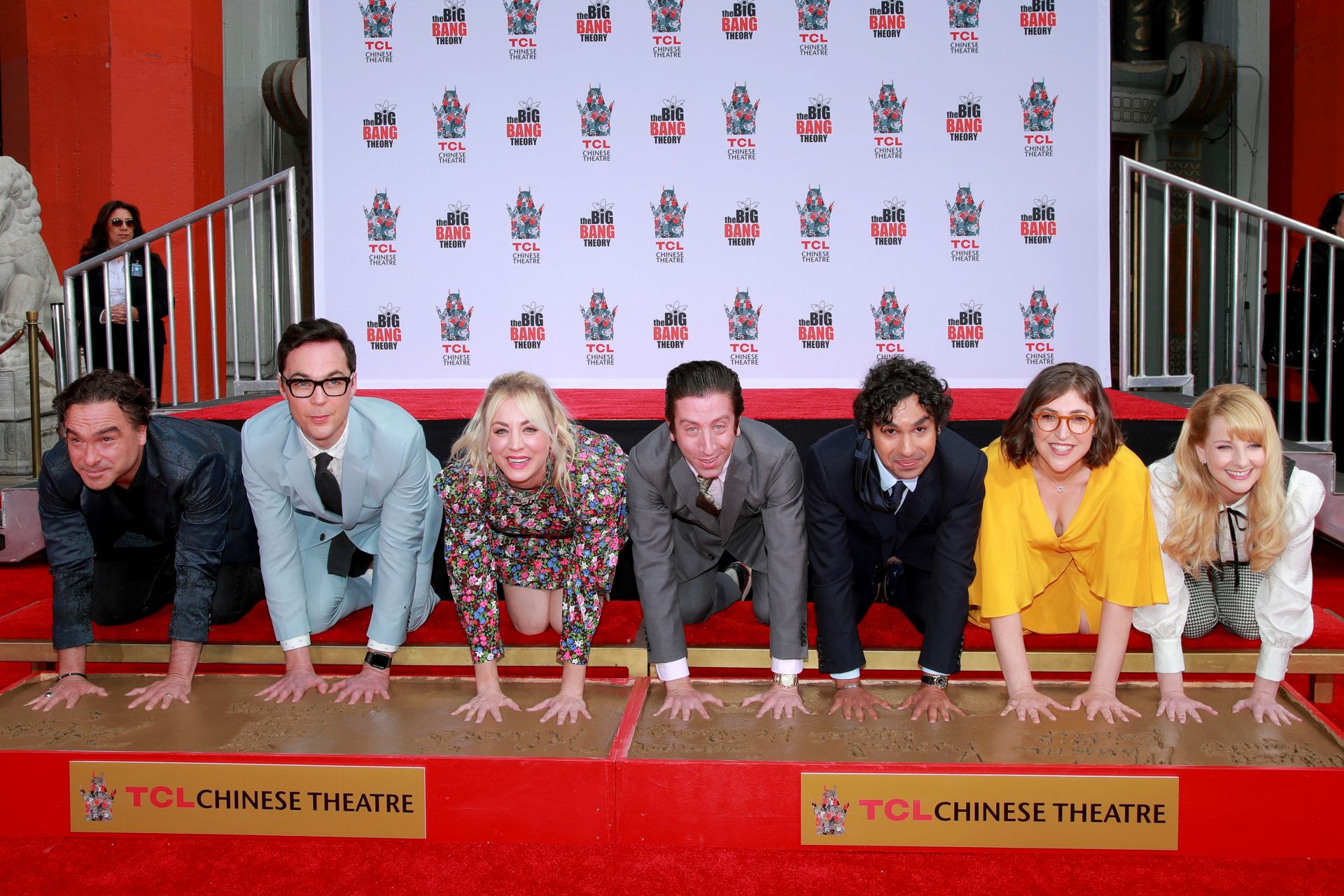 The Cast Of &quot;The Big Bang Theory&quot; Places Their Handprints In The Cement At The TCL Chinese Theatre IMAX Forecourt - Source: Getty