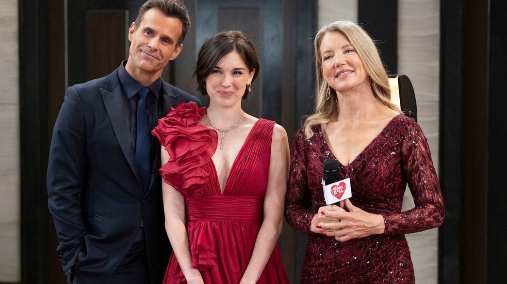 Glammed-up Nina tried to keep a straight face around Willow and Drew on General Hospital | Image: ABC