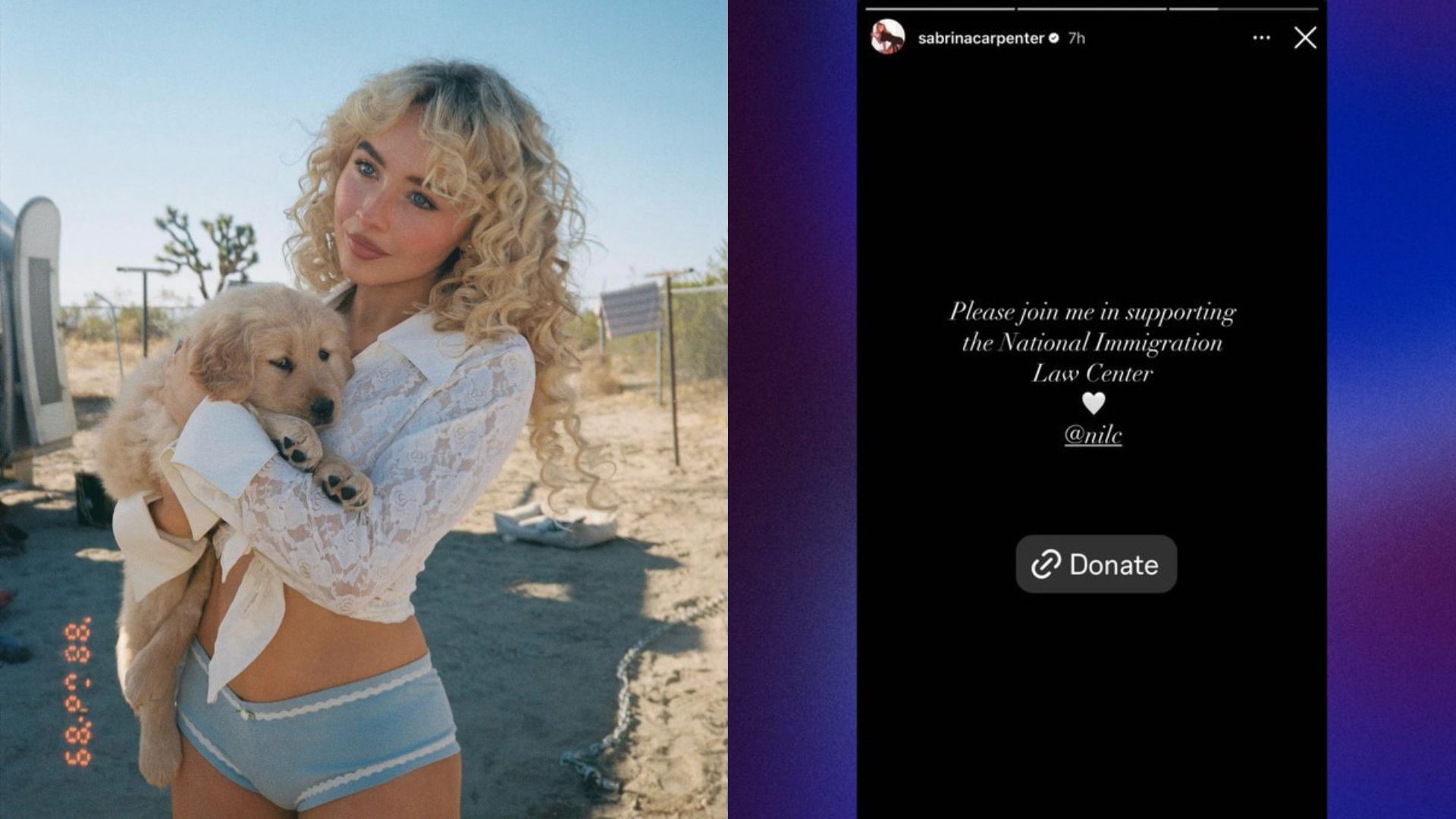 Sabrina Carpenter takes a stand as she urges fans to donate to National Immigration Law Centre in the light of ICE protests (Image via Instagram/@sabrinacarpenter)