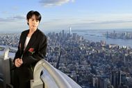 BTS' Jin at the Empire State Building in celebration of second solo album, Echo (Image via Getty)