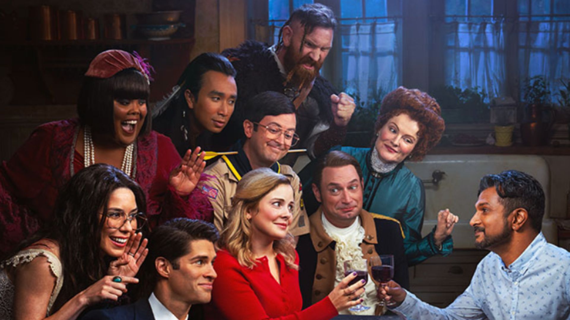 Main characters of Ghosts (Image via CBS)