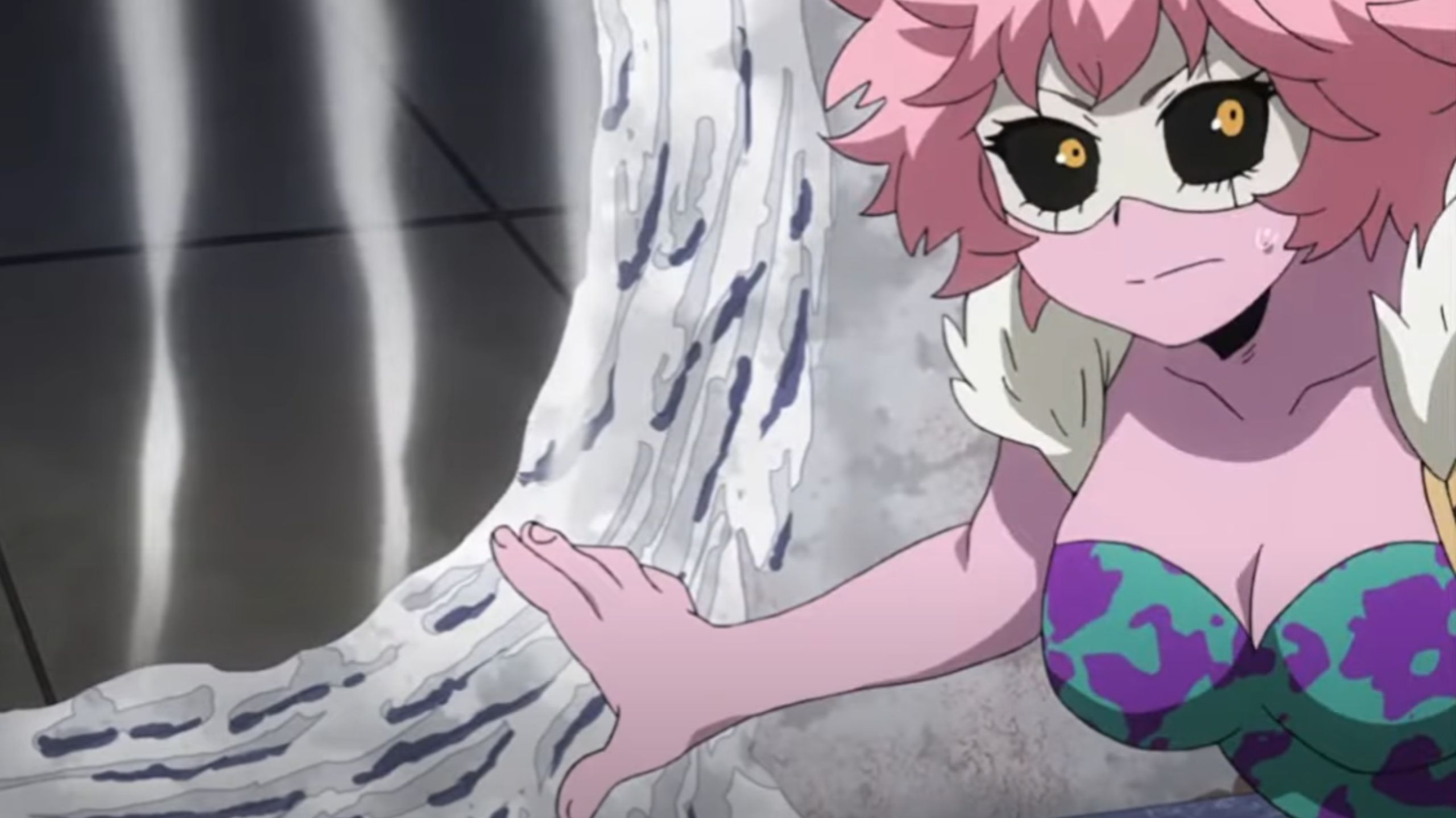 Mina Ashido&#039;s Acid Quirk (Image Source: Studio Bones)