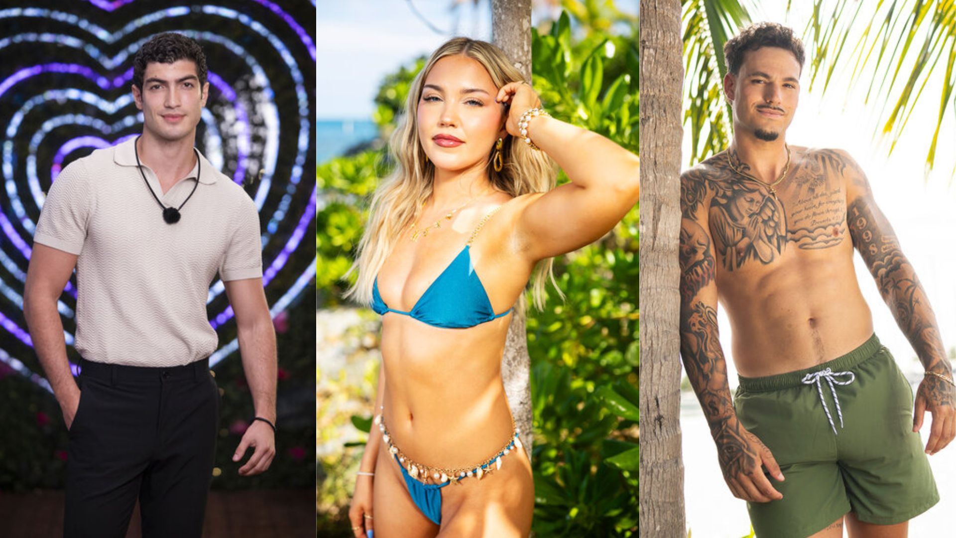 Charlie, Hannah and Pepe from Love Island USA (image via NBC/Peacock)