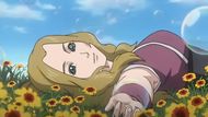 Hotaru is lying on the flower bed with Utakata's bubbles (Image Source: Studio Pierrot)