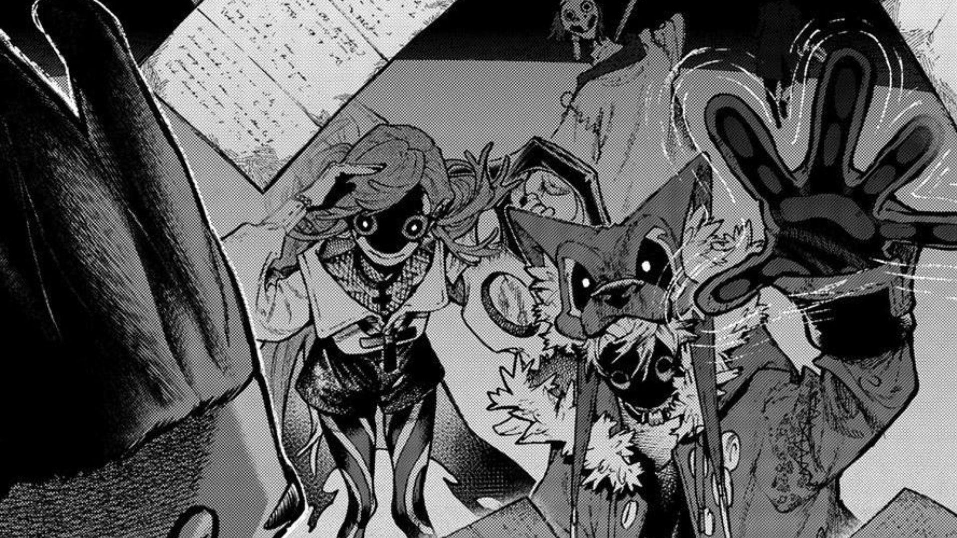 Riyo, Rudo, and Felix as seen in the Gachiakuta manga 