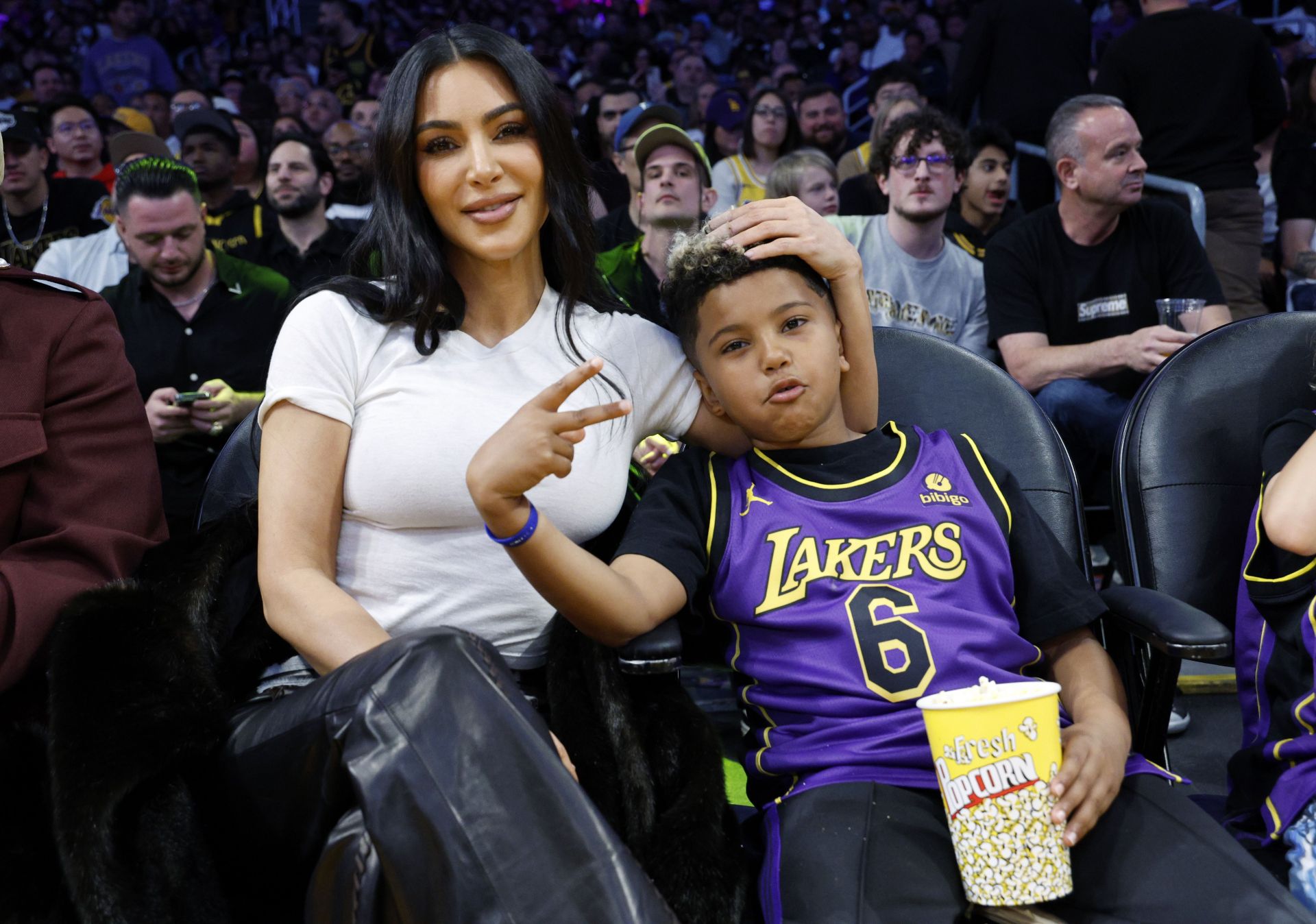 Celebrities At The Los Angeles Lakers Game - Source: Getty
