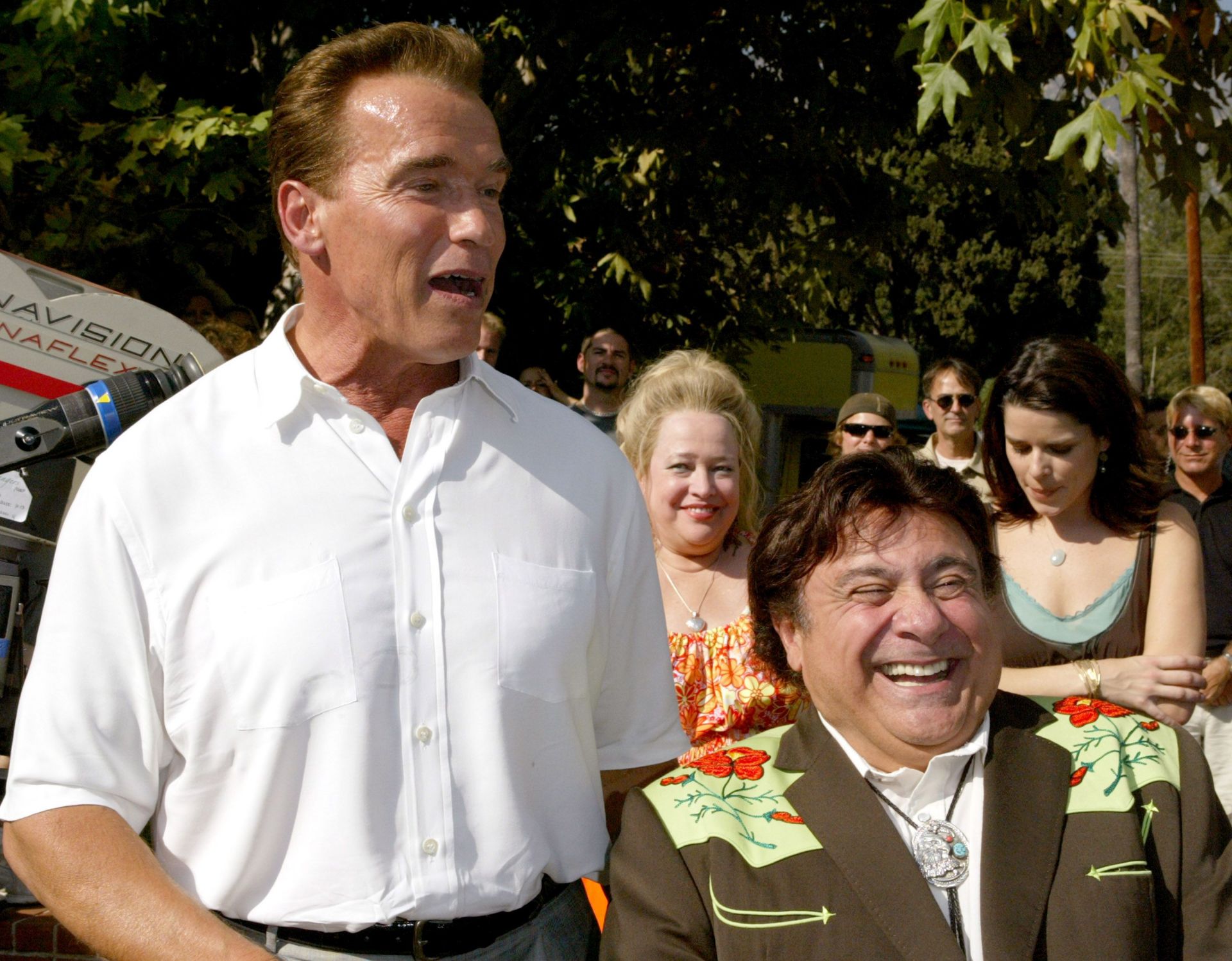 Governor Arnold Schwarzenegger Drops By The Set of &quot;Relative Strangers&quot; - Source: Getty