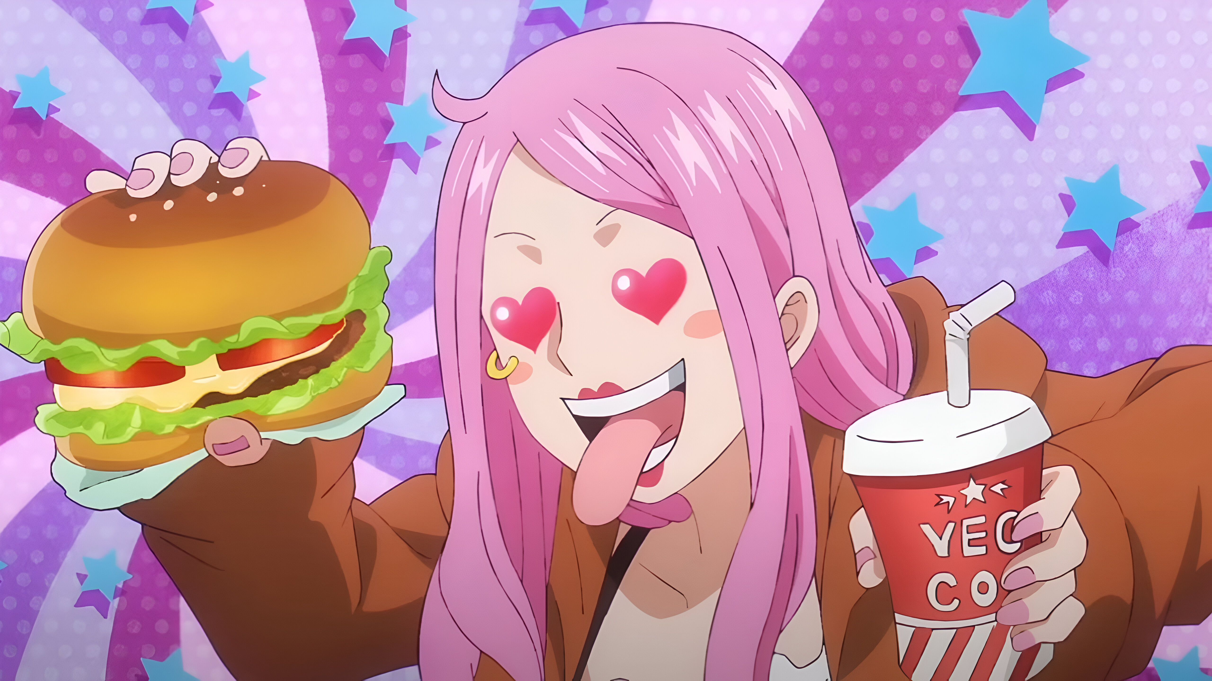 Jewelry Bonney eating burger during Egghead Arc