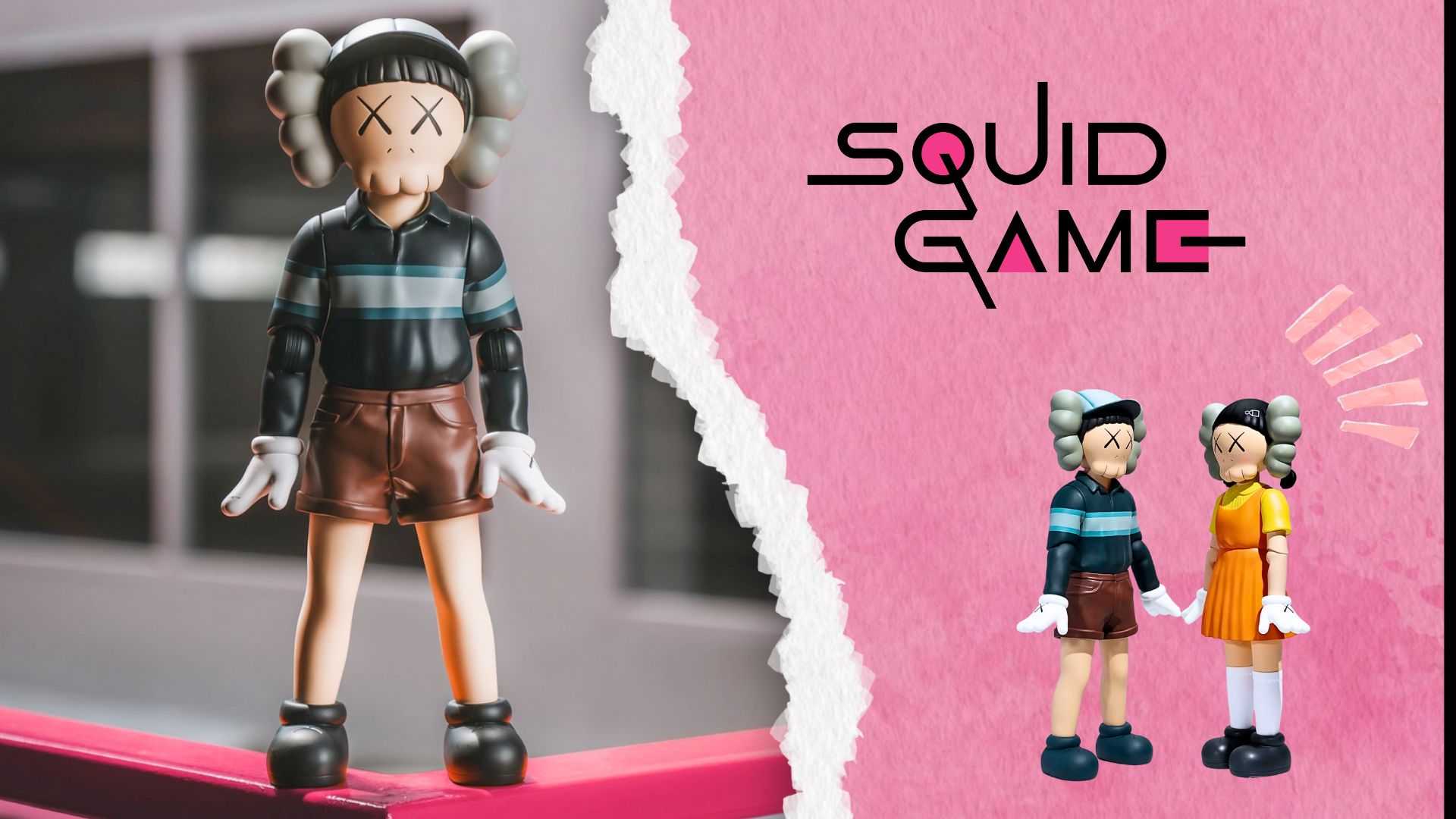 Squid Game collage | Images via: KAWS | Collage by: Beatrix Kondo of Soap Central