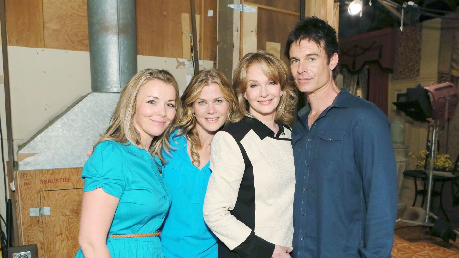 Patrick Muldoon (Austin), here with Christie Clark (Carrie), Allison Sweeney (Sami), and Deidre Hall (Marlena), is coming back to Days of our Lives | Image: JPI on Days of our Lives 
