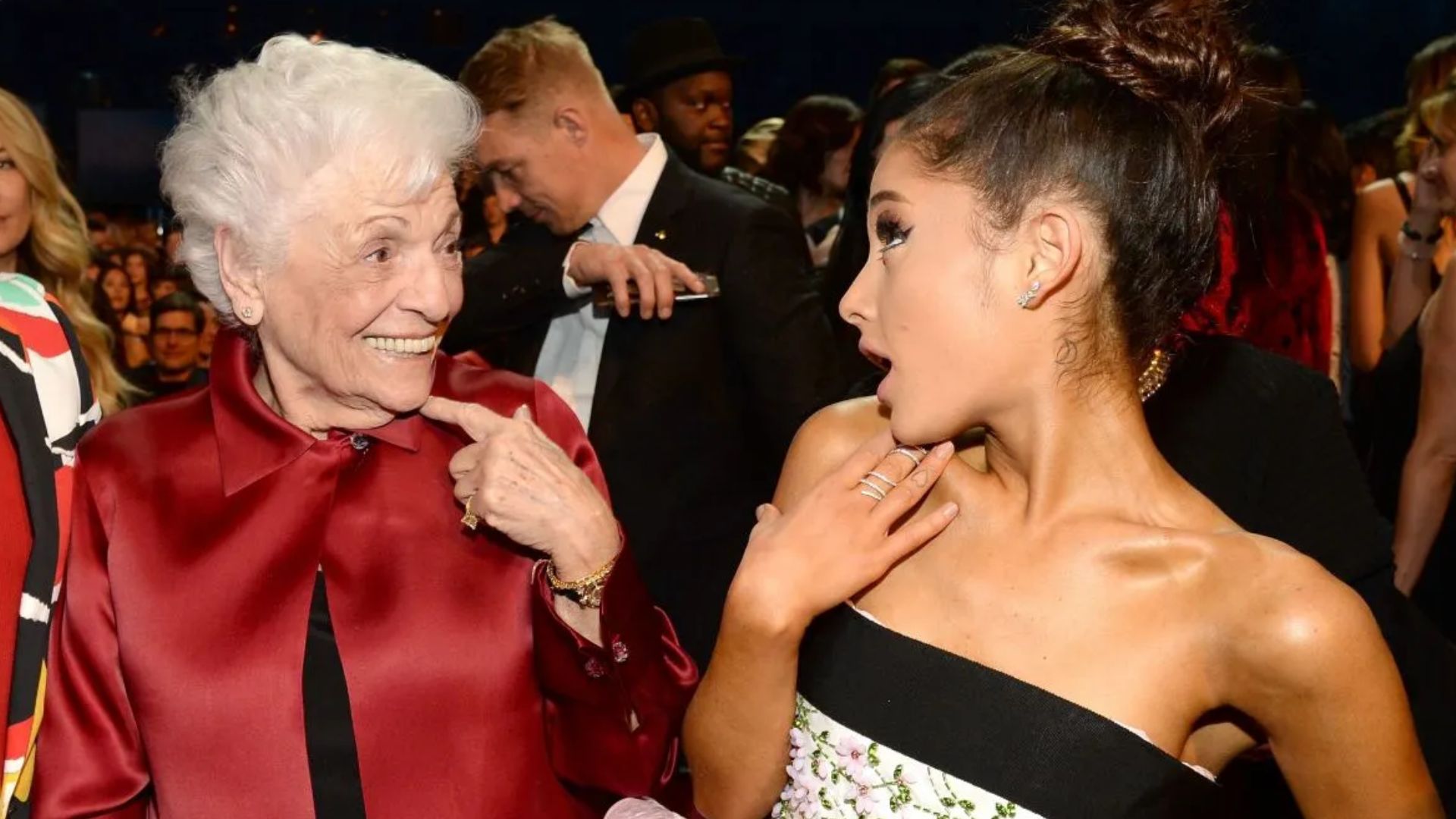 Ariana Grande and Nonna (Getty via Soap Central CMS - Resized on Canva)