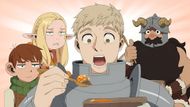Laios and others eating monsters as seen in anime(Image credits: Studio Trigger)