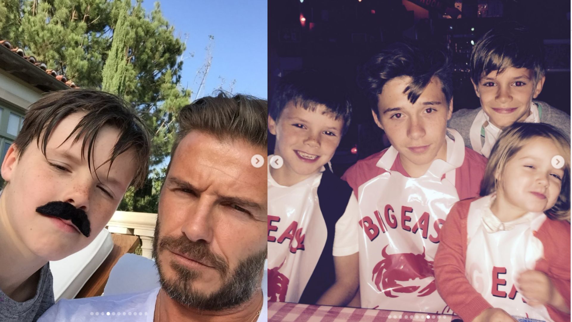 David Beckham and his kids (images via Instagram)