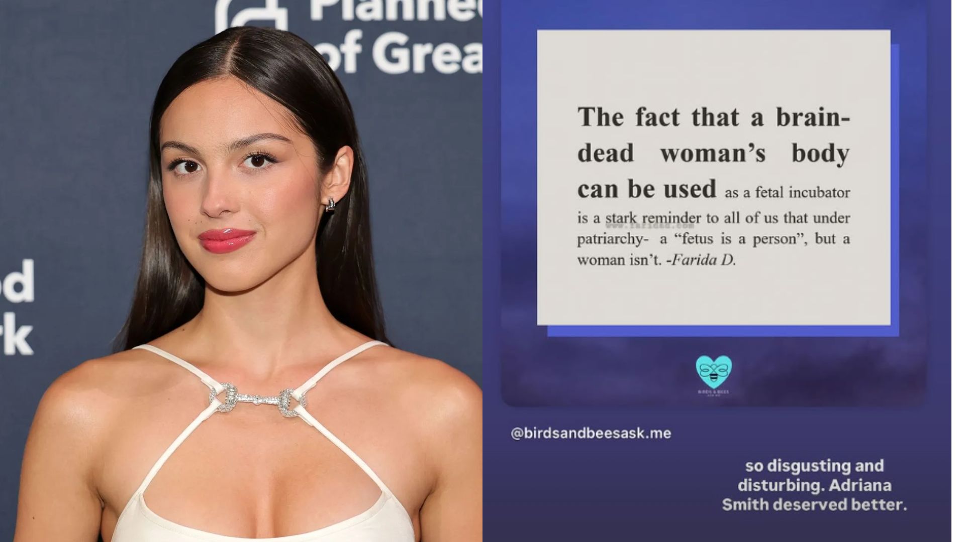 Olivia Rodrigo Reacts on Brain-Dead Woman&rsquo;s Pregnancy (Images via Getty / Instagram @oliviarodrigo)