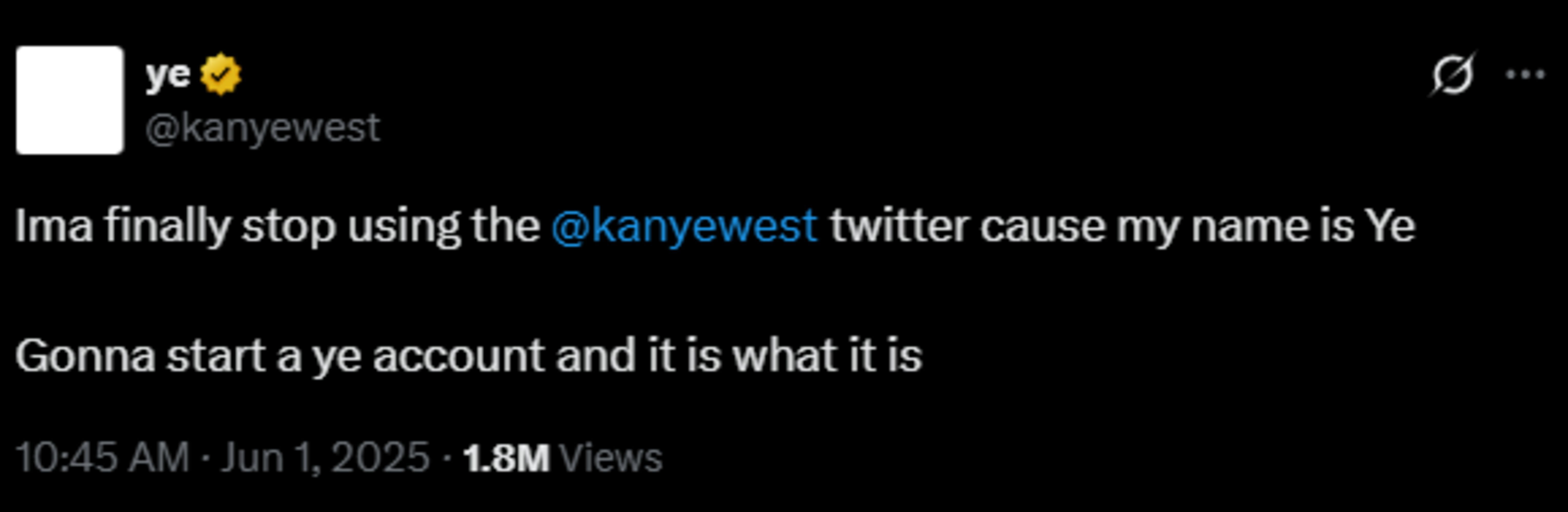 Kanye West&#039;s tweet. (Image via X/@kanyewest)