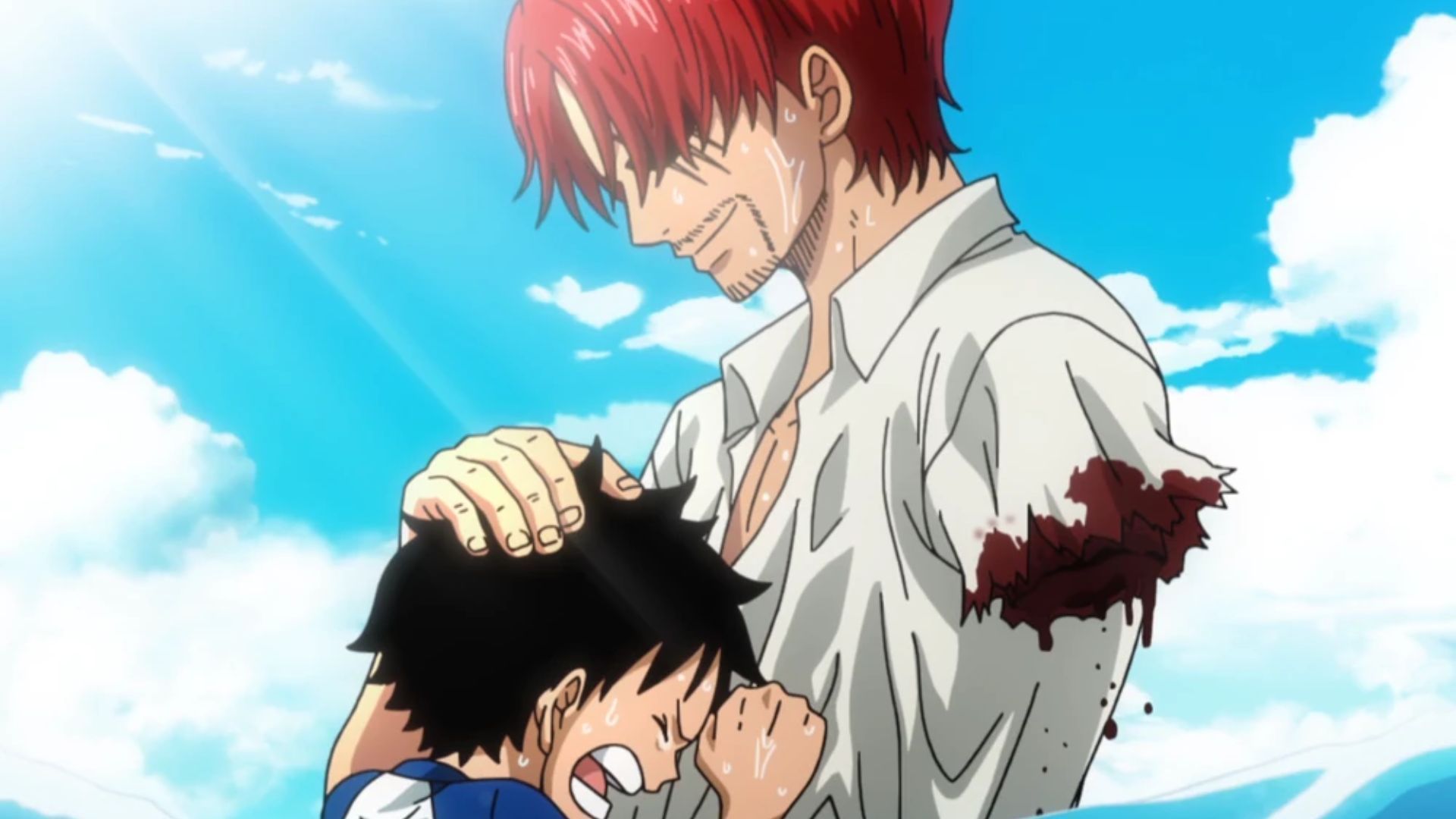 Shanks and Luffy as seen in the One Piece anime 