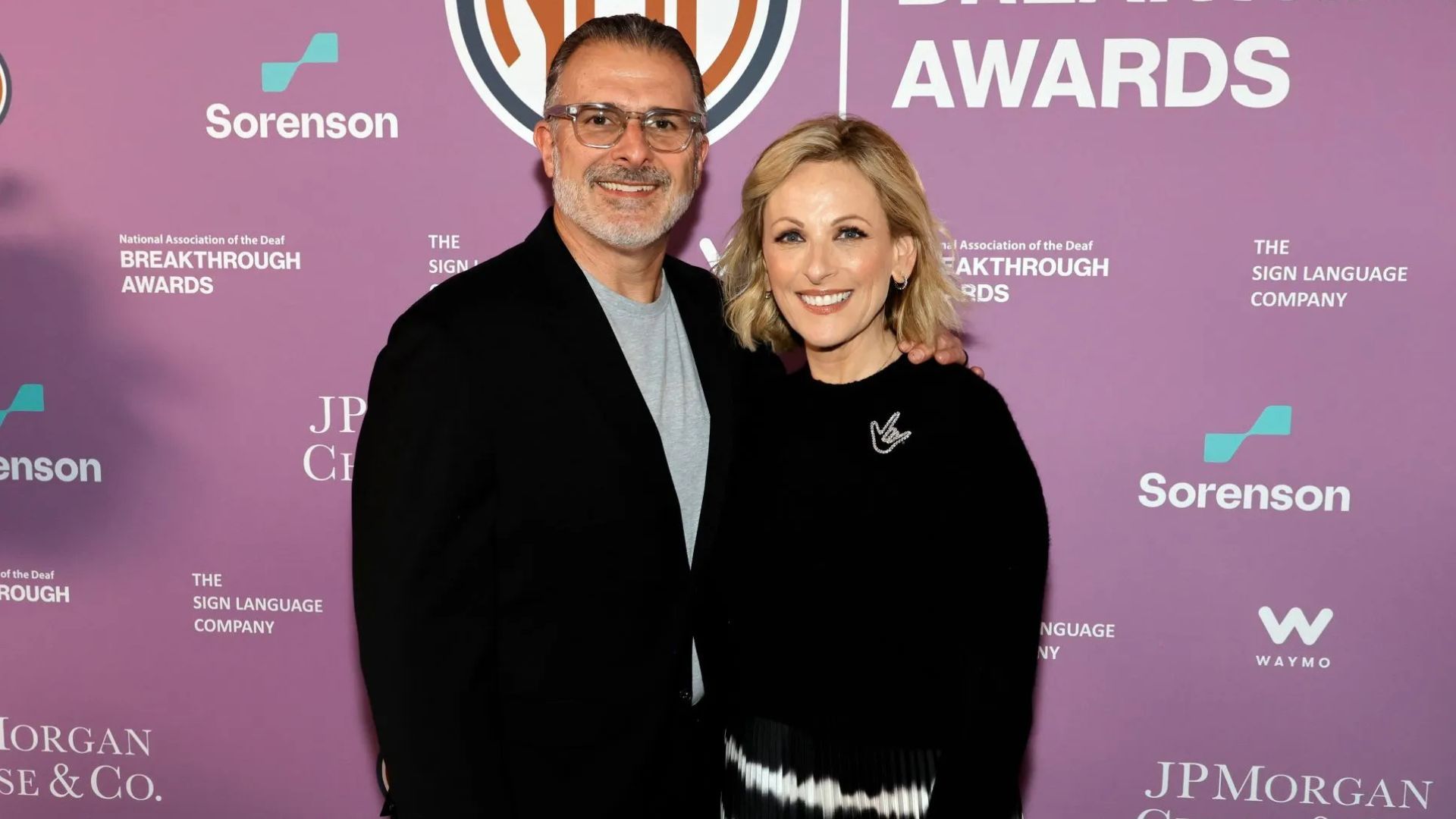 Marlee Matlin and Kevin Grandalski at The National Association of The Deaf