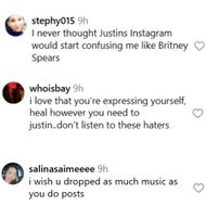 The internet reacts to Justin's post. (Image via Instagram/@justinbieber)