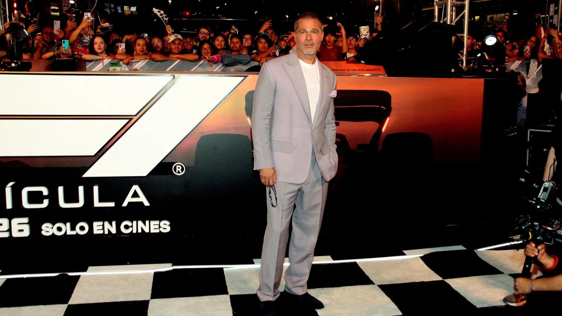 Brad Pitt at the F1 film premiere in Mexico City (Getty via Soap Central CMS - Resized on Canva)
