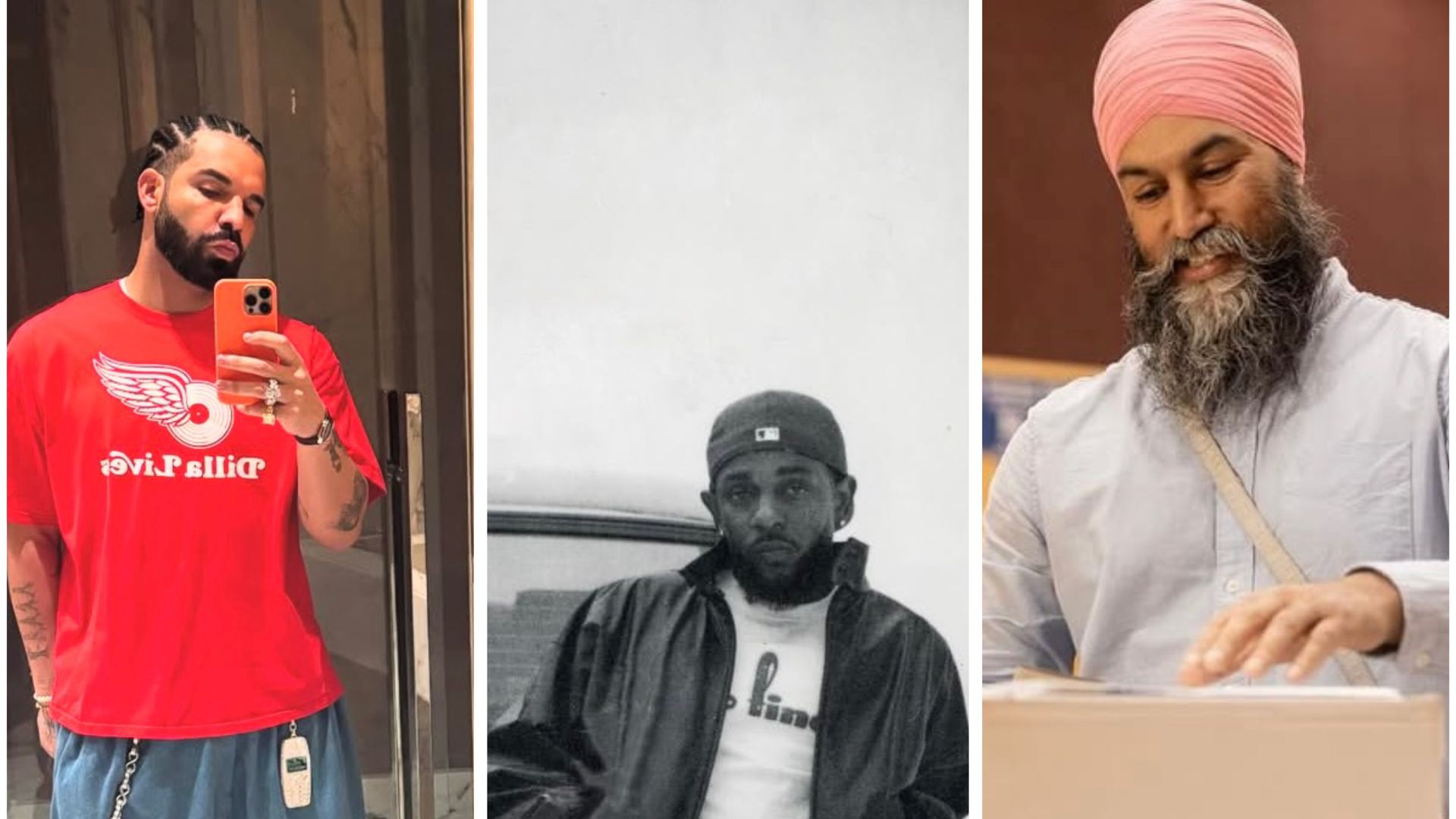 (Image via Instagram/@champagnepapi/@KendrickLamar/@PagmeetSingh)