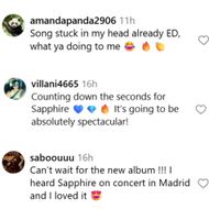 Fans react to Sapphire's behind-the-scenes post. (Image via Instagram/@teddysphotos)