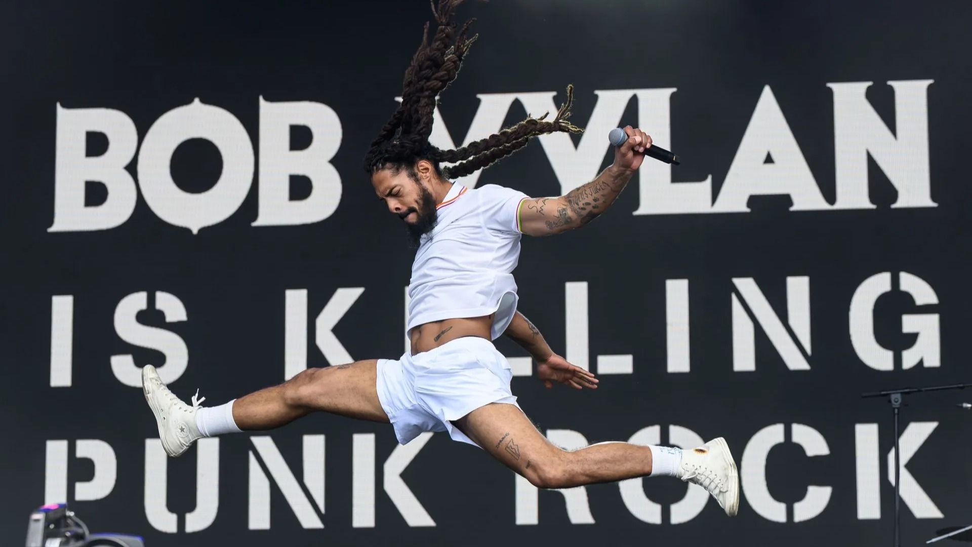 Bobby Vylan of Bob Vylan performs at Glastonbury Festival 2025 - Day Four - Source: Getty